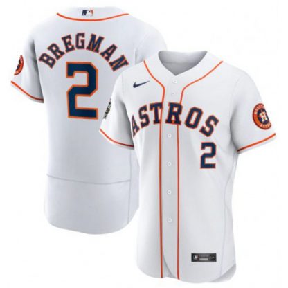 Houston Houston Astros #2 Alex Bregman White 2022 World Series Flex Base Stitched Men's Nike MLB Jersey