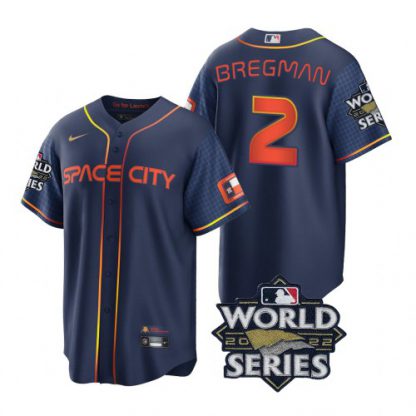 Houston Houston Astros #2 Alex Bregman Navy 2022 World Series Men's Nike Game City Connect MLB Jersey
