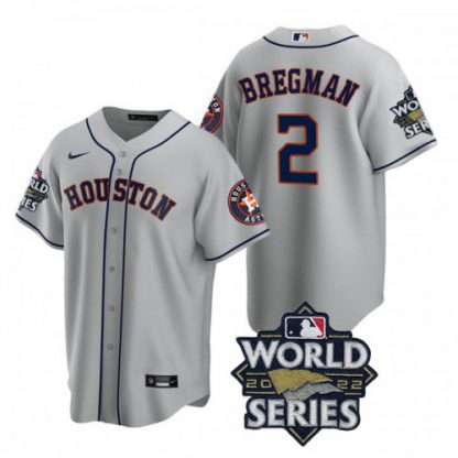 Houston Houston Astros #2 Alex Bregman Men's Nike 150th Anniversary 2022 World Series Game MLB Jersey - Gray