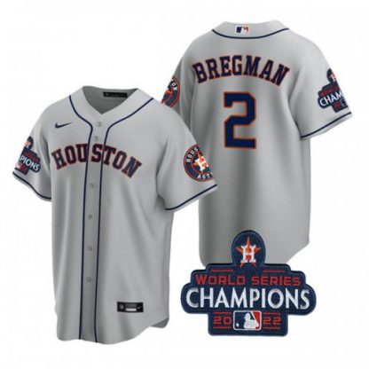 Houston Houston Astros #2 Alex Bregman Men's Nike 150th Anniversary 2022 World Series Champions Game MLB Jersey - Gray