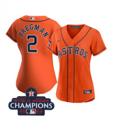 Houston Houston Astros #2 Alex Bregman Orange 2022 World Series Champions Cool Base Stitched Men's Nike MLB Jersey