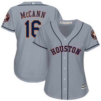 Houston Astros #16 Brian McCann Grey Road Women's Stitched MLB Jersey