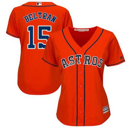 Houston Astros #15 Carlos Beltran Orange Alternate Women's Stitched MLB Jersey