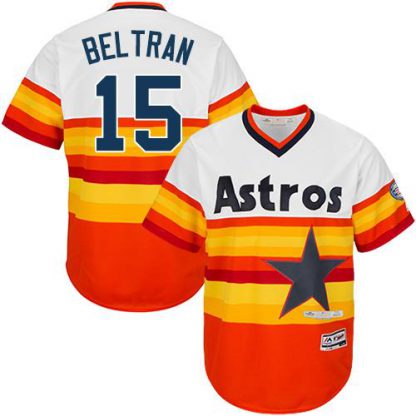 Houston Astros #15 Carlos Beltran White/Orange Cooperstown Stitched Youth MLB Jersey