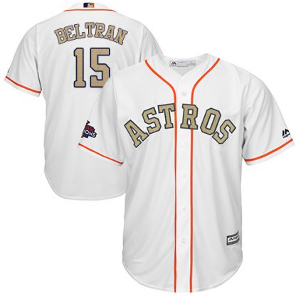 Houston Astros #15 Carlos Beltran White 2018 Gold Program Cool Base Stitched Youth MLB Jersey
