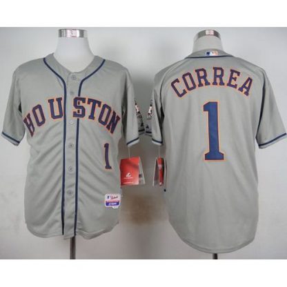 Houston Astros #1 Carlos Correa Grey Cool Base Stitched MLB Jersey