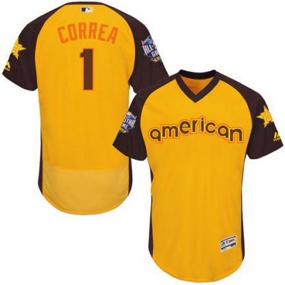 Houston Astros #1 Carlos Correa Gold Flexbase Authentic Collection 2016 All-Star American League Stitched MLB Jersey