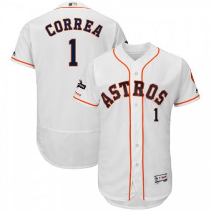 Houston Houston Astros #1 Carlos Correa Majestic 2019 Postseason Authentic Flex Base Player Jersey White