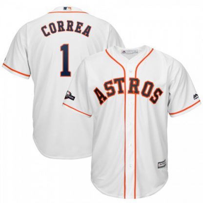Houston Houston Astros #1 Carlos Correa Majestic 2019 Postseason Official Cool Base Player Jersey White