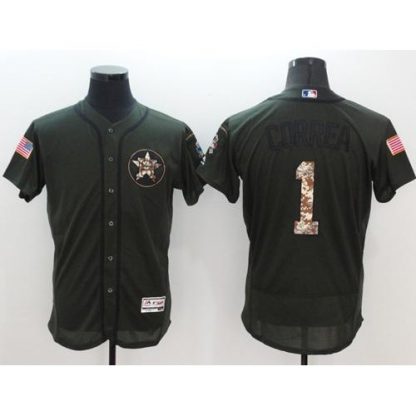 Houston Astros #1 Carlos Correa Green Flexbase Authentic Collection Salute to Service Stitched MLB Jersey