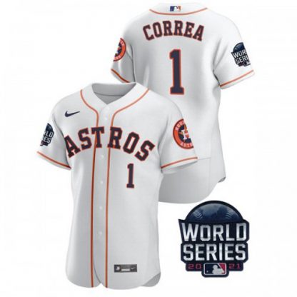 Houston Houston Astros #1 Carlos Correa Men's Nike 150th Anniversary 2021 World Series Authentic MLB Jersey - White