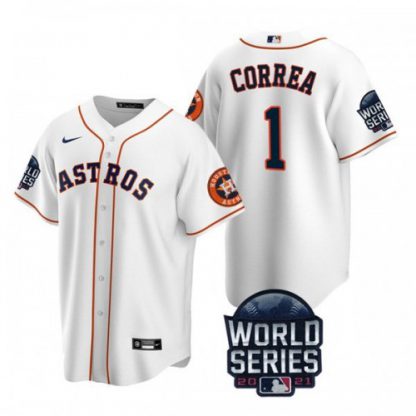 Houston Houston Astros #1 Carlos Correa Men's Nike 150th Anniversary 2021 World Series Game MLB Jersey - White