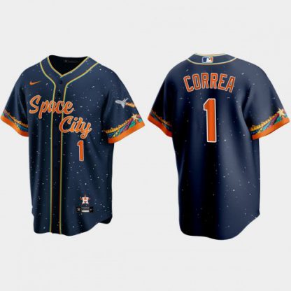 Houston Houston Astros #1 Carlos Correa Navy Men's Nike 2021 City Connect Replica MLB Jersey