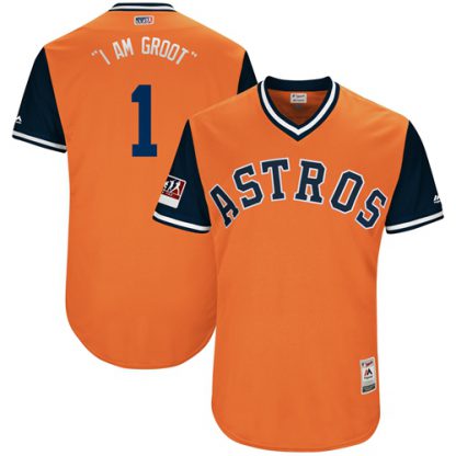 Houston Astros #1 Carlos Correa Orange "I Am Groot" Players Weekend Authentic Stitched MLB Jersey