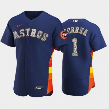 Houston Houston Astros #1 Carlos Correa Men's Nike Diamond Edition MLB Jersey - Navy