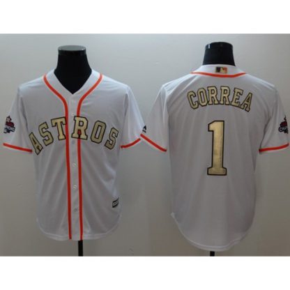 Houston Astros #1 Carlos Correa White 2017 World Series Champions Gold Program Cool Base Stitched MLB Jersey