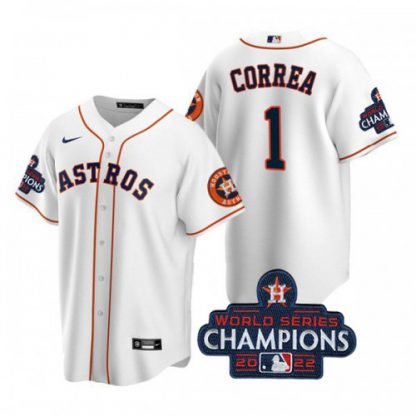 Houston Houston Astros #1 Carlos Correa White 2022 World Series Champions Home Stitched Men's Nike MLB Jersey