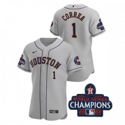 Houston Houston Astros #1 Carlos Correa Men's Nike 150th Anniversary 2022 World Series Authentic MLB Jersey - Gray