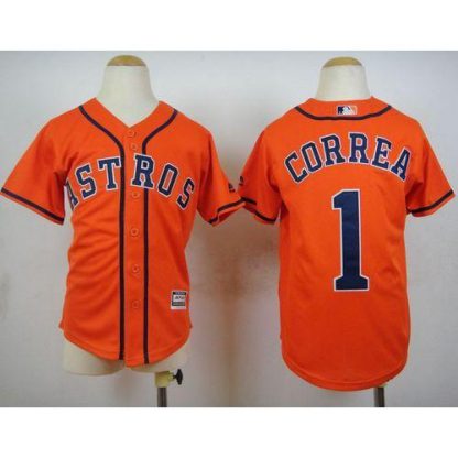 Houston Astros #1 Carlos Correa Orange Cool Base Stitched Youth MLB Jersey