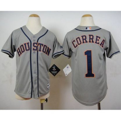 Houston Astros #1 Carlos Correa Grey Cool Base Stitched Youth MLB Jersey