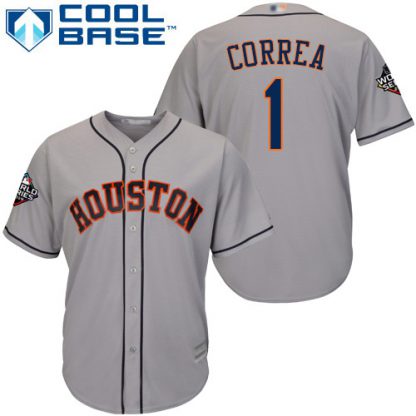 Houston Astros #1 Carlos Correa Grey Cool Base 2019 World Series Bound Stitched Youth MLB Jersey