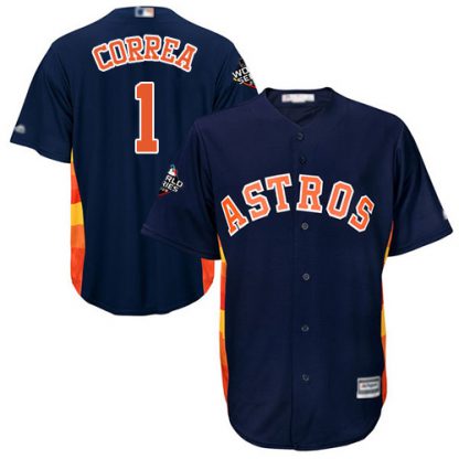 Houston Astros #1 Carlos Correa Navy Blue Cool Base 2019 World Series Bound Stitched Youth MLB Jersey