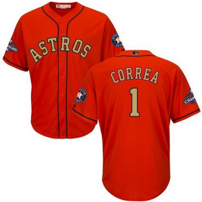 Houston Astros #1 Carlos Correa Orange 2018 Gold Program Cool Base Stitched Youth MLB Jersey