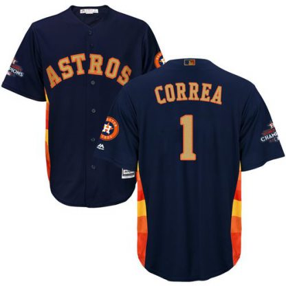 Houston Astros #1 Carlos Correa Navy Blue 2018 Gold Program Cool Base Stitched Youth MLB Jersey