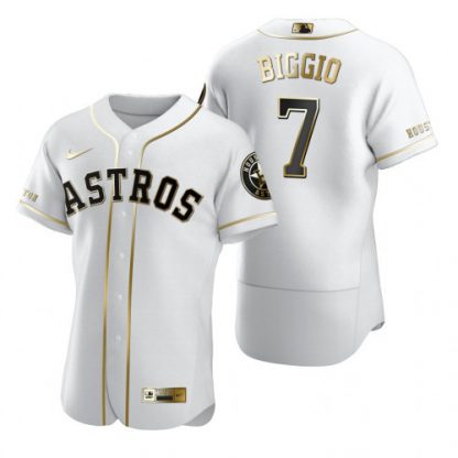 Houston Houston Astros #7 Craig Biggio White Nike Men's Authentic Golden Edition MLB Jersey