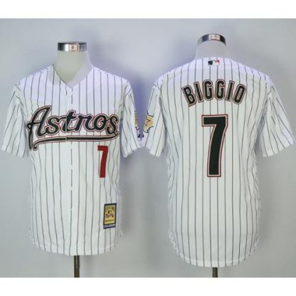 Houston Astros #7 Craig Biggio White Strip 2000 Turn Back The Clock Stitched MLB Jersey