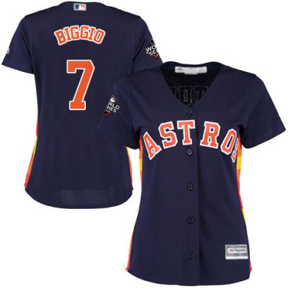 Houston Astros #7 Craig Biggio Navy Blue Alternate 2019 World Series Bound Women's Stitched MLB Jersey