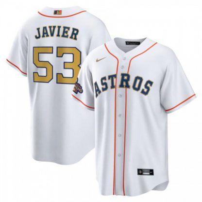 Houston Houston Astros #53 Cristian Javier Nike White/Gold Men's 2023 Gold Collection Replica Player Jersey