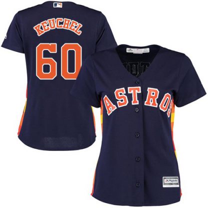 Houston Astros #60 Dallas Keuchel Navy Blue Alternate Women's Stitched MLB Jersey