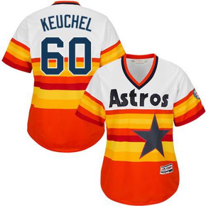 Houston Astros #60 Dallas Keuchel White/Orange Alternate Cooperstown Women's Stitched MLB Jersey