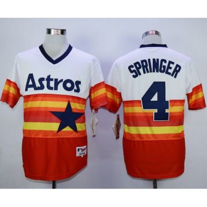 Houston Astros #4 George Springer White/Orange 1980 Turn Back The Clock Stitched MLB Jersey