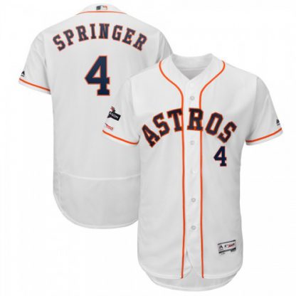 Houston Houston Astros #4 George Springer Majestic 2019 Postseason Authentic Flex Base Player Jersey White