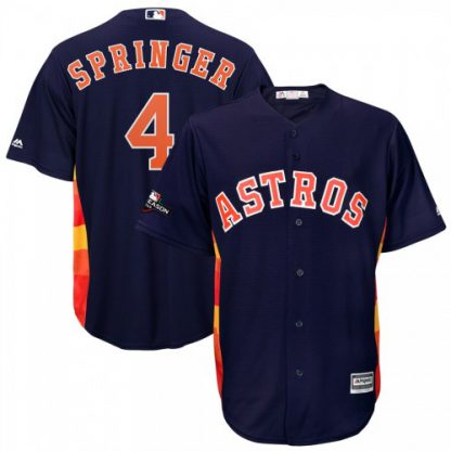 Houston Houston Astros #4 George Springer Majestic 2019 Postseason Official Cool Base Player Jersey Navy
