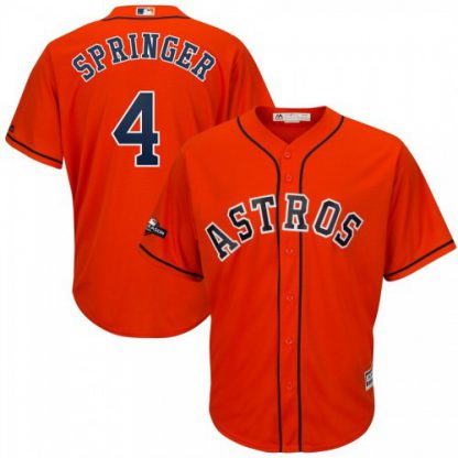 Houston Houston Astros #4 George Springer Majestic 2019 Postseason Official Cool Base Player Jersey Orange