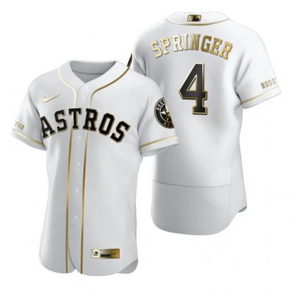 Houston Houston Astros #4 George Springer White Nike Men's Authentic Golden Edition MLB Jersey