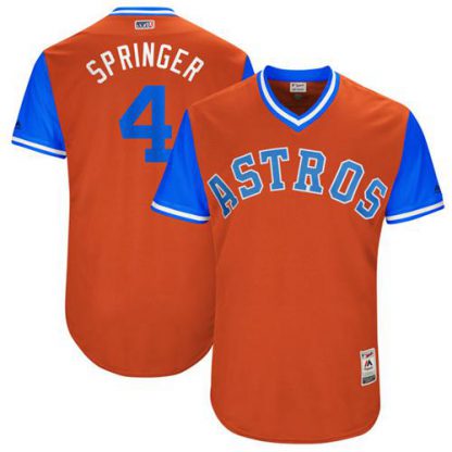 Houston Astros #4 George Springer Orange "Springer" Players Weekend Authentic Stitched MLB Jersey