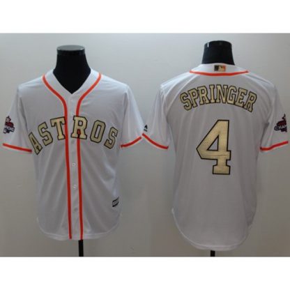 Houston Astros #4 George Springer White 2017 World Series Champions Gold Program Cool Base Stitched MLB Jersey
