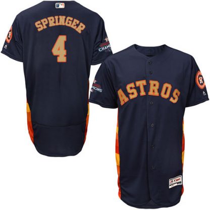 Houston Astros #4 George Springer Navy Blue FlexBase Authentic 2018 Gold Program Cool Base Stitched MLB Jersey