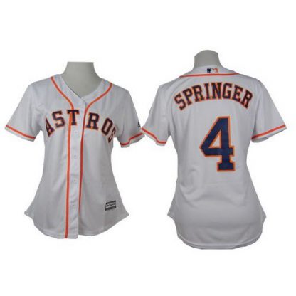 Houston Astros #4 George Springer White Home Women's Stitched MLB Jersey