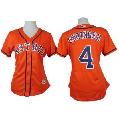 Houston Astros #4 George Springer Orange Alternate Women's Stitched MLB Jersey