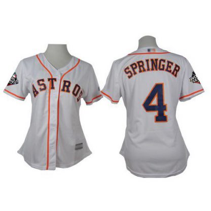 Houston Astros #4 George Springer White Home 2019 World Series Bound Women's Stitched MLB Jersey