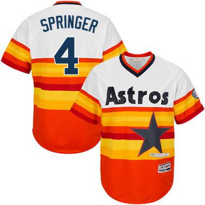 Houston Astros #4 George Springer White/Orange Cooperstown Stitched Youth MLB Jersey