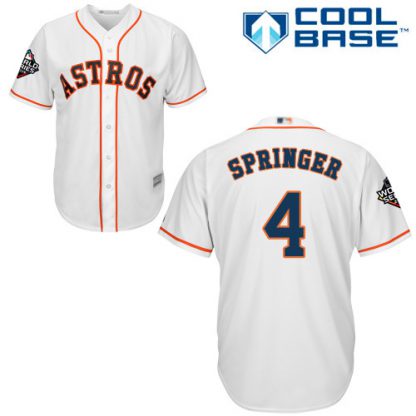 Houston Astros #4 George Springer White Cool Base 2019 World Series Bound Stitched Youth MLB Jersey