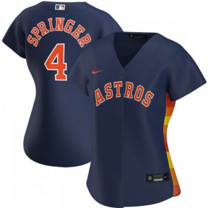 Houston Houston Astros #4 George Springer Nike Women's Alternate 2020 MLB Player Jersey Navy