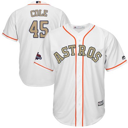 Houston Astros #45 Gerrit Cole White 2018 Gold Program Cool Base Stitched MLB Jersey