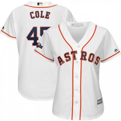 Houston Houston Astros #45 Gerrit Cole Majestic Women's 2019 Postseason Official Cool Base Player Jersey White